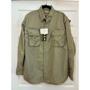 Guide's Choice Men's 2XL Khaki Fishing Shirt Nylon Vented Utility SEE FLAWS